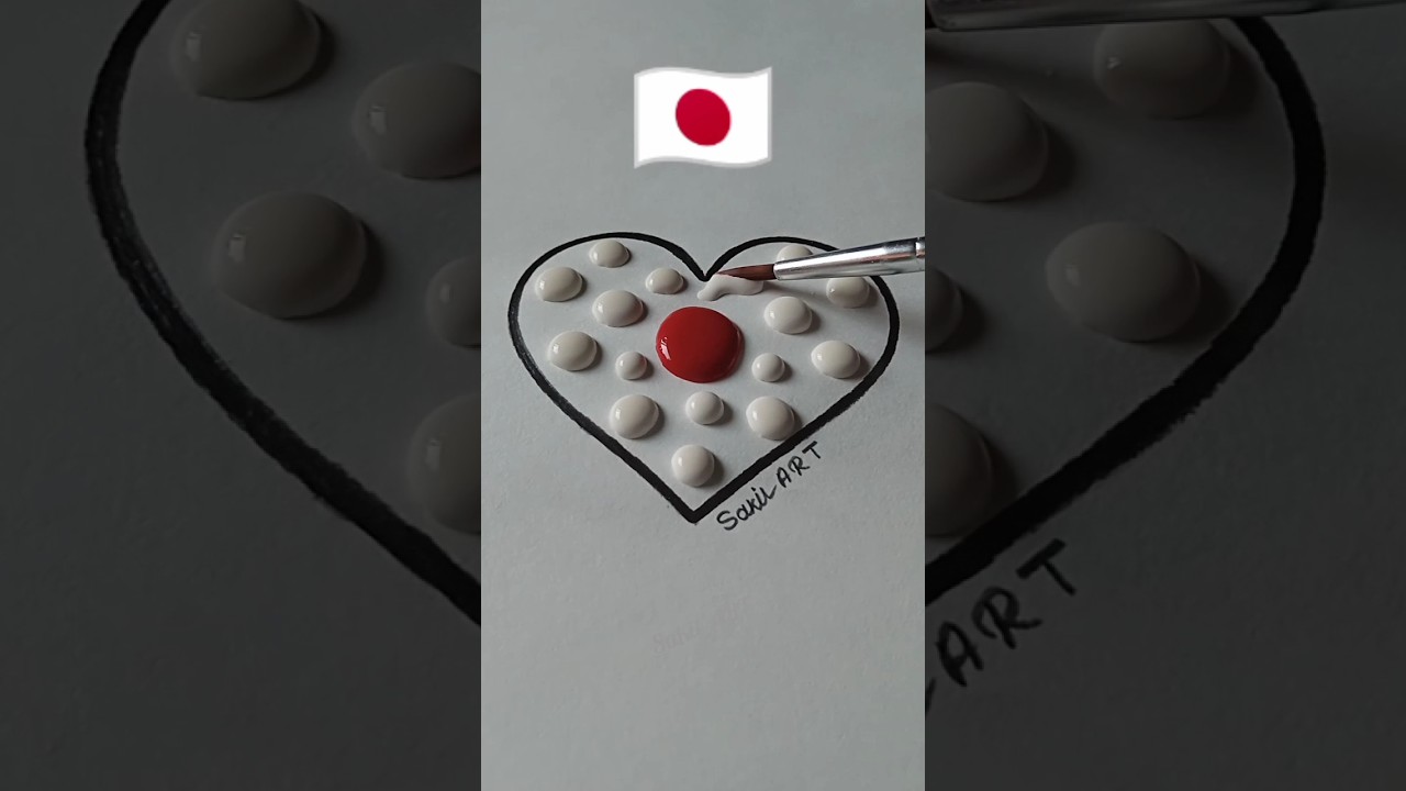 Colourmix Heart With Japanese Flag! ✨🇯🇵♥️ #sakilart #colourmix