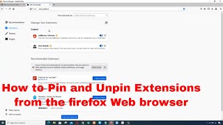 how to pin and unpin extensions from the firefox web browser toolbar