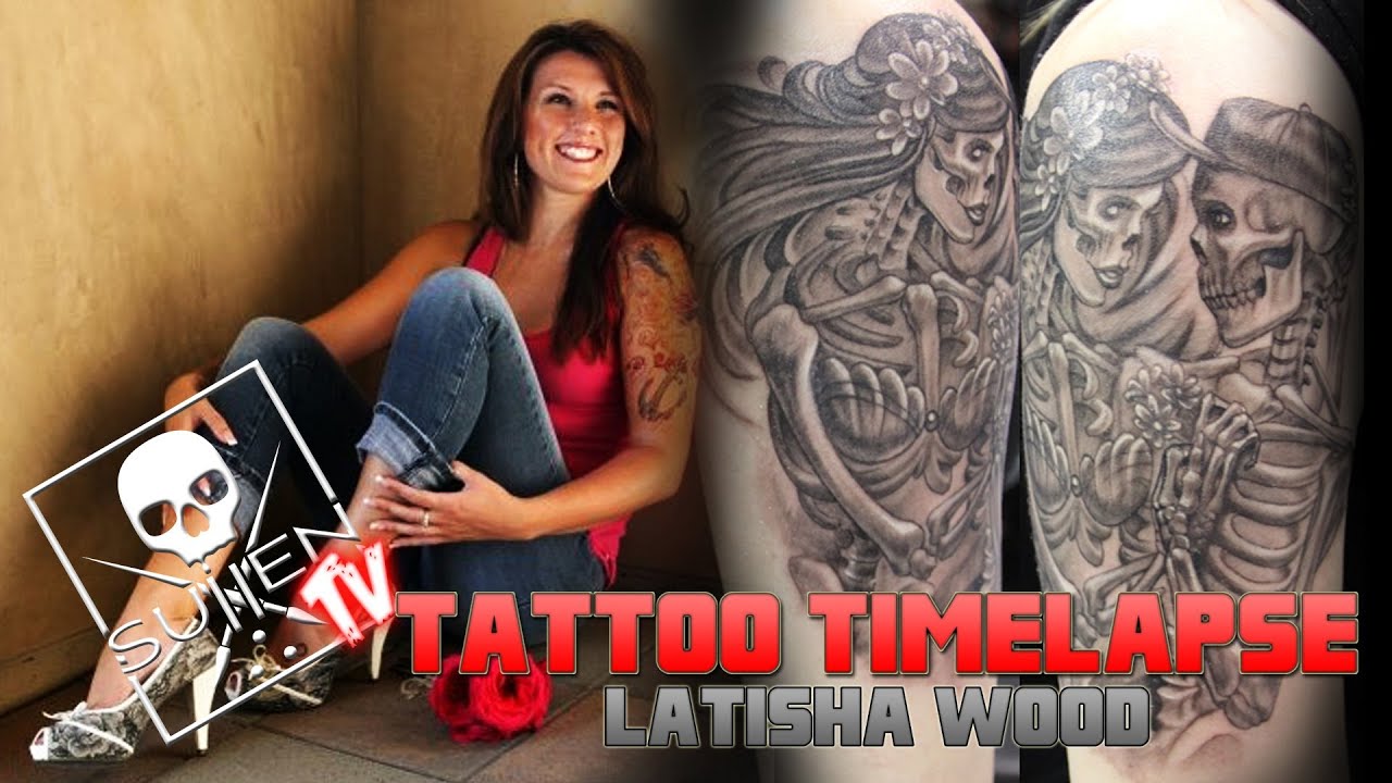 Татуировка с интервалом времени - Латиша Вуд - Татуировки в объятиях скелета