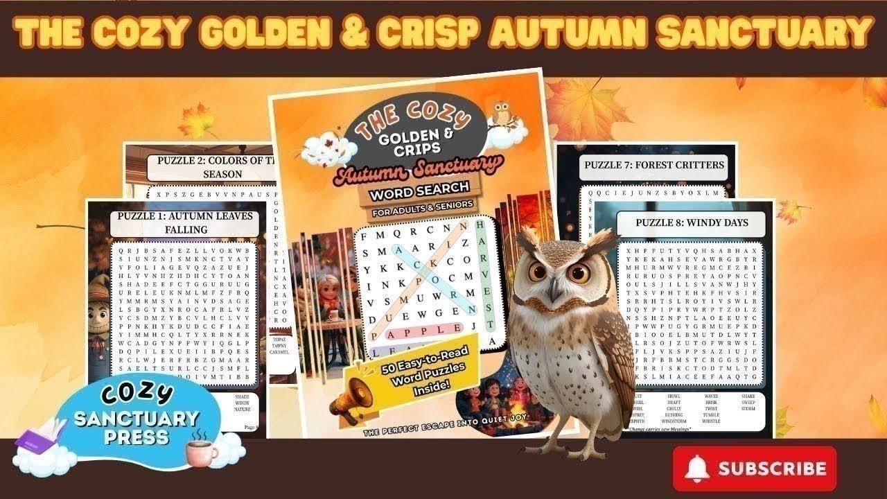 The Cozy, Golden & Crisp Autumn Sanctuary 🍂 | Relaxing Word Search Puzzle Book