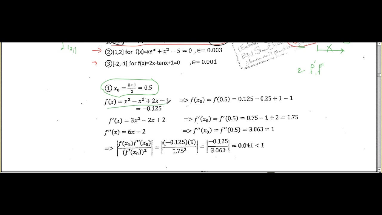التحليل العددي: طريقة نيوتن رافسون لحل معادلة غير خطية بمتغير واحد(Newton Raphson method)