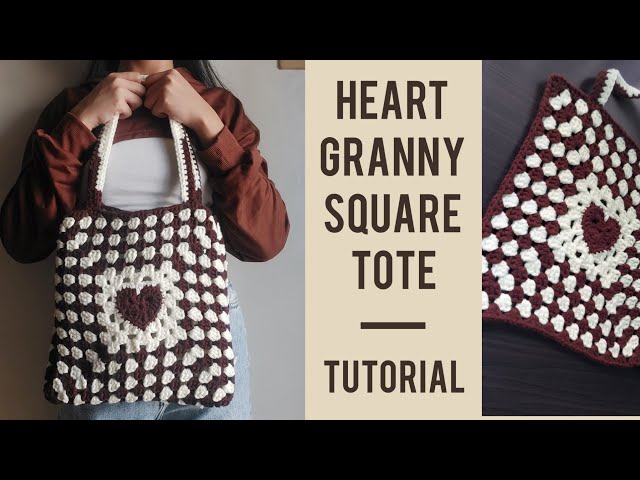 Crochet Heart Tote Bag, Crochet Heart Bag, Crochet Granny Sq - Inspire  Uplift