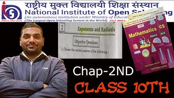 NIOS CLASS 10TH CHAPTER 2ND | Exponent and Radicals | ONLY MATHS