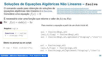 Matlab : fsolve - solução de Equações Algébricas Não-Lineares