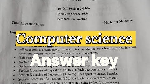 Class 12 Computer science answer key 2025-26 || Computerscience paper solution 2025