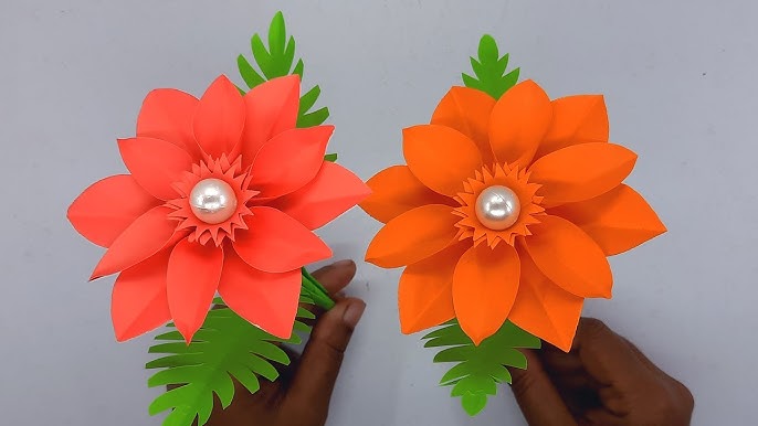 How to make easy and simple paper flower by crepe paper 