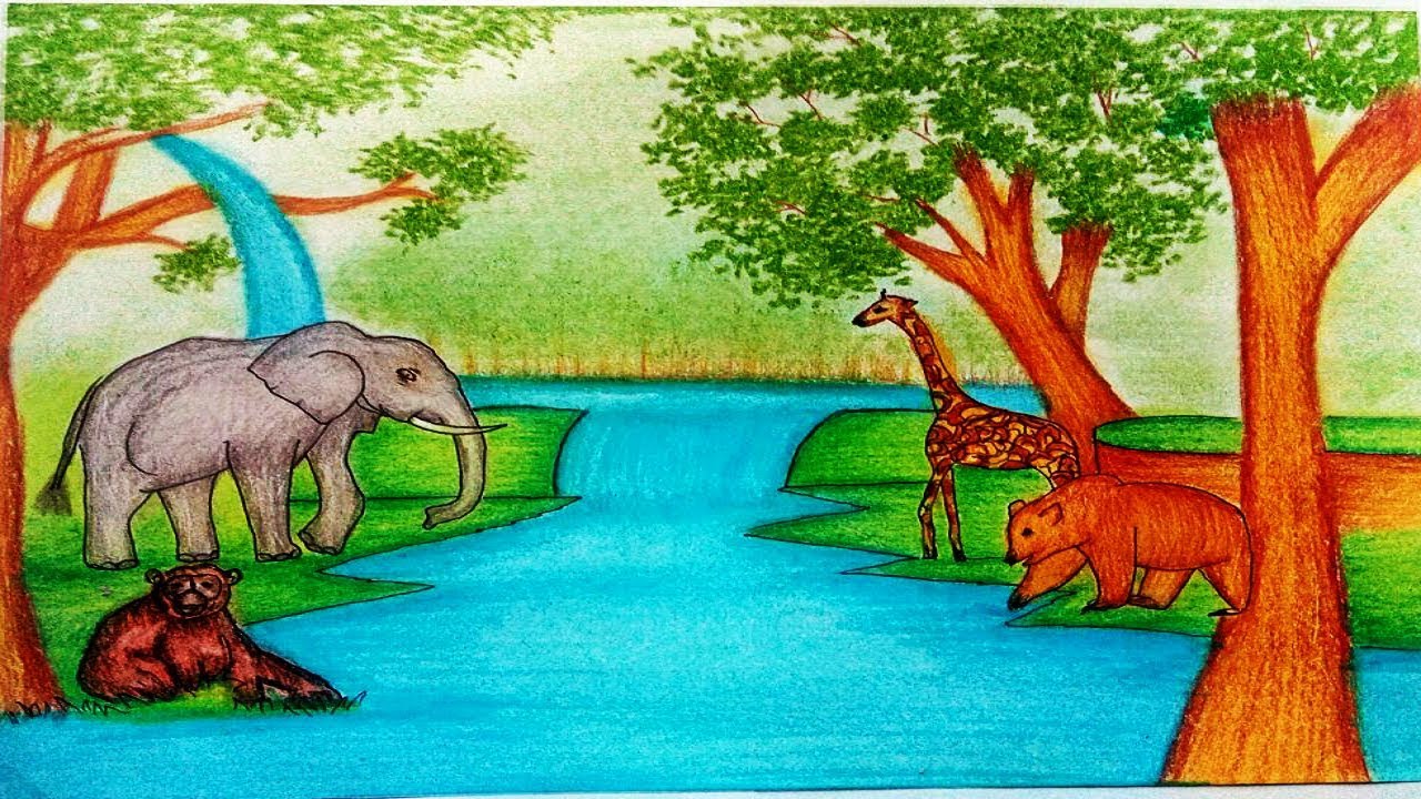 Featured image of post Easy Jungle Scenery Drawing / How to draw easy and simple scenery for beginners with oil pastels.