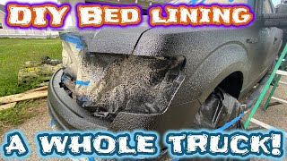 Truck bed liner paint job, full exterior DIY - YouTube