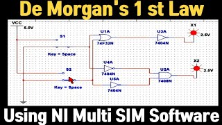 De Morgan's 1st Law Using NI Multisim Software