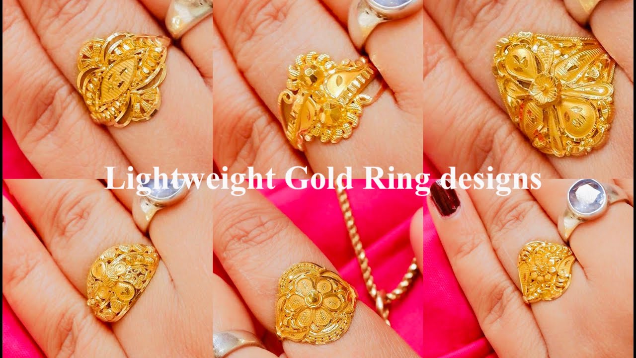 stylish gold ring designs with weights for girls//light weight gold rings  for daily use// - YouTube
