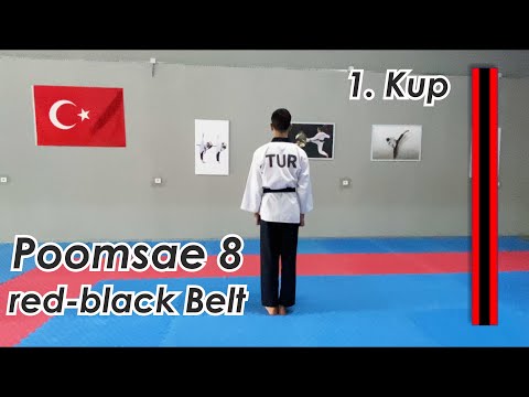 Taekwondo-Poomsae 8 (Pal Jang)-Taegueuk Pal Jang-Red Black Belt-Slow mot.-Kırmızı Siyah Kuşak Poomse