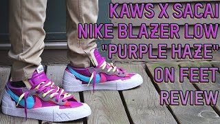 Sacai X KAWS Nike Blazer Low Purple Dusk On Feet Review