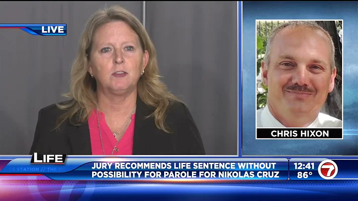 Debra Hixson, wife of Chris Hixon, reacts to the j...