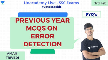 SSC CGL 2019 | Previous Year MCQs on Error Detection | Part - 1 | Unacademy | Aman Trivedi