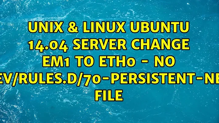 Ubuntu 14.04 server: Change em1 to eth0 - no /etc/udev/rules.d/70-persistent-net.rules file