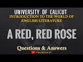 'A Red, Red Rose' Essay Questions | Robert Burns | BA English 1st Sem Calicut University
