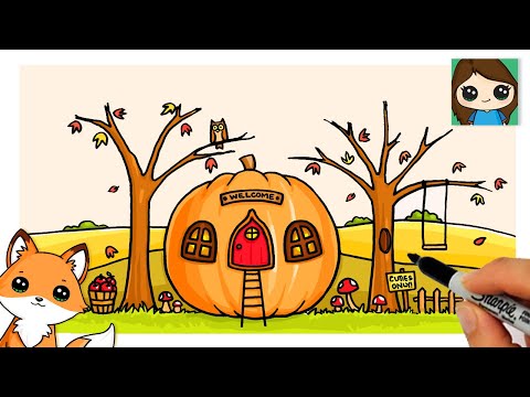 Video: How To Draw An Autumn Landscape