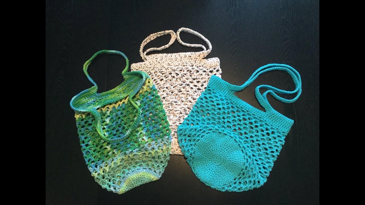 Crochet Foldable Net Bag Pattern Mesh Tote Bag Shoulder 