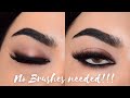 Only 3 products brown feline smokey eyeliner look  no brushes eye makeup tutorial beginner india