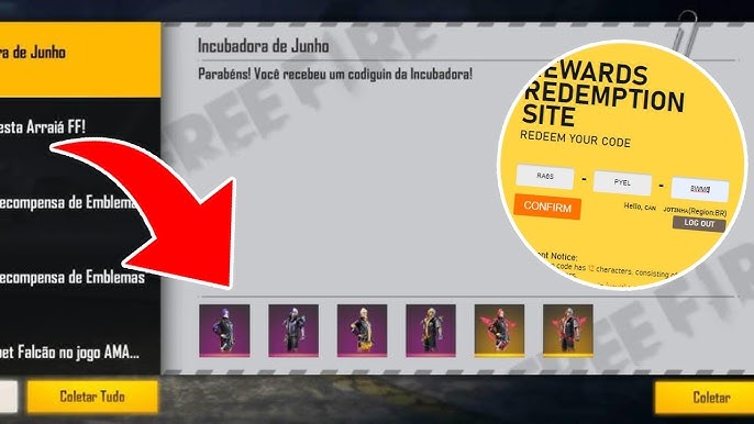 Novo Codiguin FF da Incubadora! Saiba + no site Free Fire Club