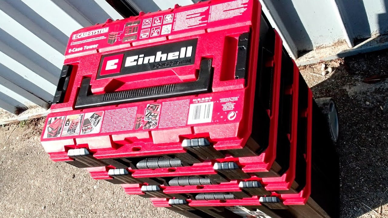 Einhell E-case tower, sistema di trolley con valigette agganciabili. -  YouTube