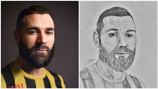 رسم كريم بنزيما بالرصاص | How to draw Kareim Benzema