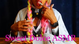 ASMR | Cosplay Kanroji Mitsuri Page Turning, Gum Chewing & Finger Licking💦 (No Talking)🥰