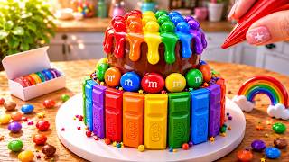 כיצד להכין עוגת קשת צבעונית מיני M&M כדור שוקולד דיפ