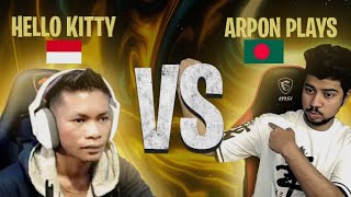 Arpon Plays vs Pro Indonesia streamer Hello Kitty 😱 | 1 VS 4 Clutch | PUBG Mobile