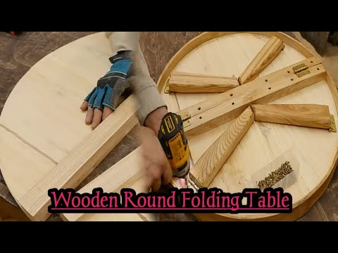 make a round wooden folding table - YouTube