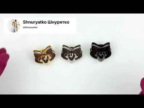 Замок для сумки котик №36 серебро 28х25мм фурнитура для женской сумки, сумочки, клатча, видео 1