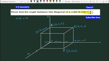 Show that the angle between two diagonals of a cube is cos^-1(1/3) | Three Dimensional Geometry