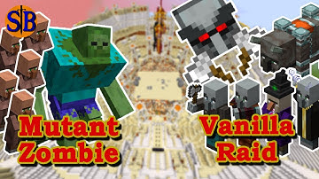 Can 3 Mutant Zombie Defend against a REAL Vanilla Raid | Minecraft Mob Battle