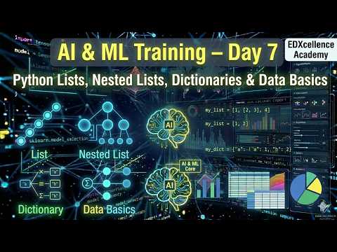 AI & ML Training – Day 7 | Python Lists, Nested Lists, Dictionaries & Data Basics