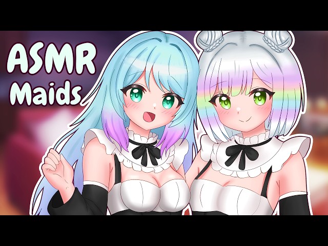 【ASMR 3Dio】Cute Maids Pamper You After A Long Day ❤️ Ear Cleaning Collab @Hayami ASMR @Chroniko :33