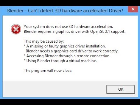 Blender Error  Solution Can t Detect 3D Hardware 