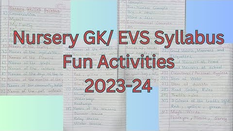 Nursery GK/EVS Syllabus, Fun Activities 2023-24