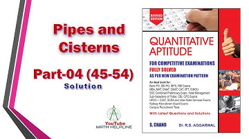 Pipes and Cisterns  Part-04 (45-54)  -Dr. R.S. Aggarwal