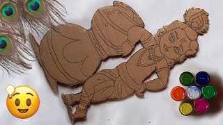 DIY Lord Krishna Home Decor Using Cardboard / Best Out Of Waste / Krishna Wall Hanging Craft / Art