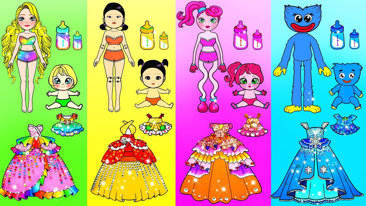 ⁣Who Is The Most Beautiful Girl? - Summer Squid Game VS Spring Rapunzel | DIY Paper Dolls & Carto