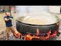 Popping 100 Pounds of Popcorn in 700 Gallon Tank Over Bonfire!