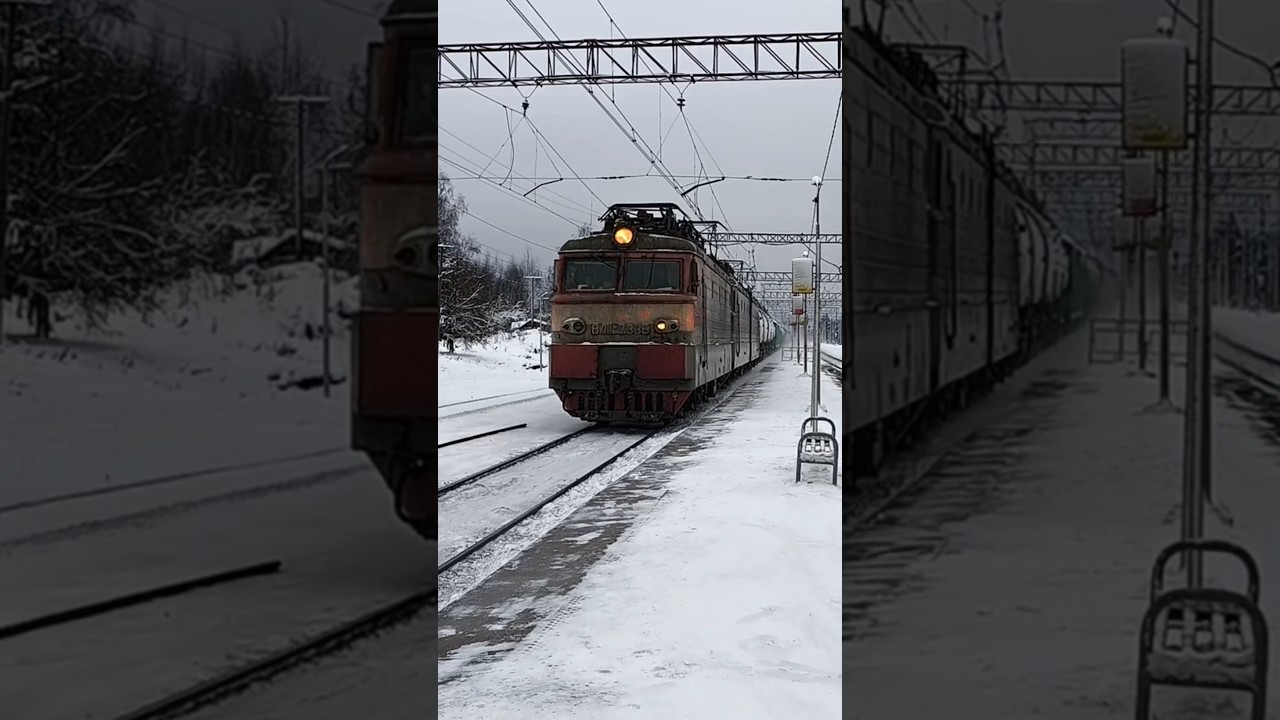 Электровоз ВЛ11.8-733/755 с грузовым поездом на станции Кресты