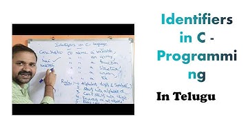 Identifiers in Telugu || C Programming in Telugu || Tokens in Telugu || C language