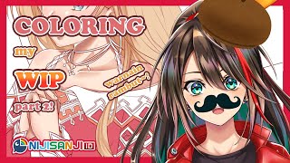 【 Drawing 】Coloring my WIP (part 2), WARNAIN RAMBUT!!【 NIJISANJI ID | Etna Crimson 】