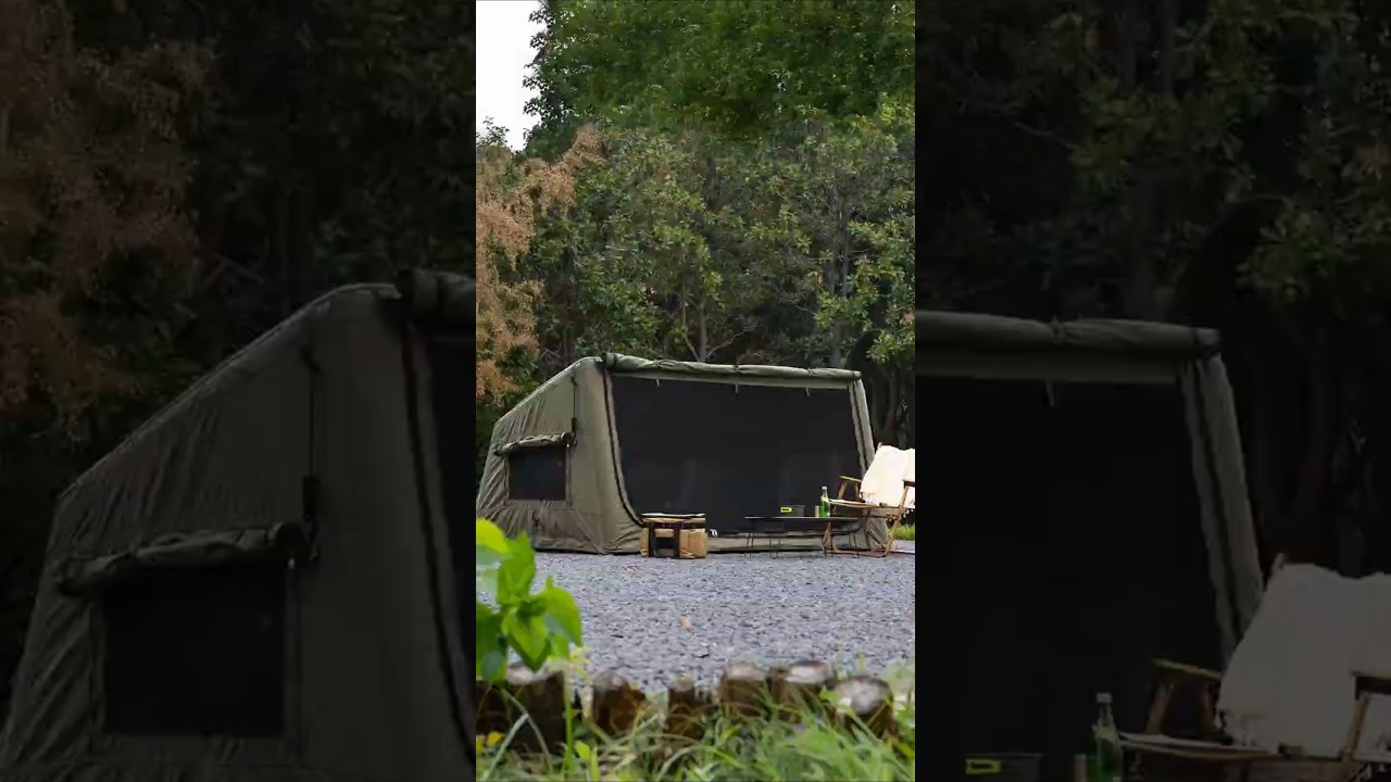 設営映像]TOMOUNT エアーテント TC素材 4.5㎡ インフレータブル パップ