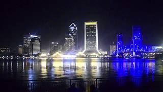 Friendship Fountain and Jacksonville Florida At Night