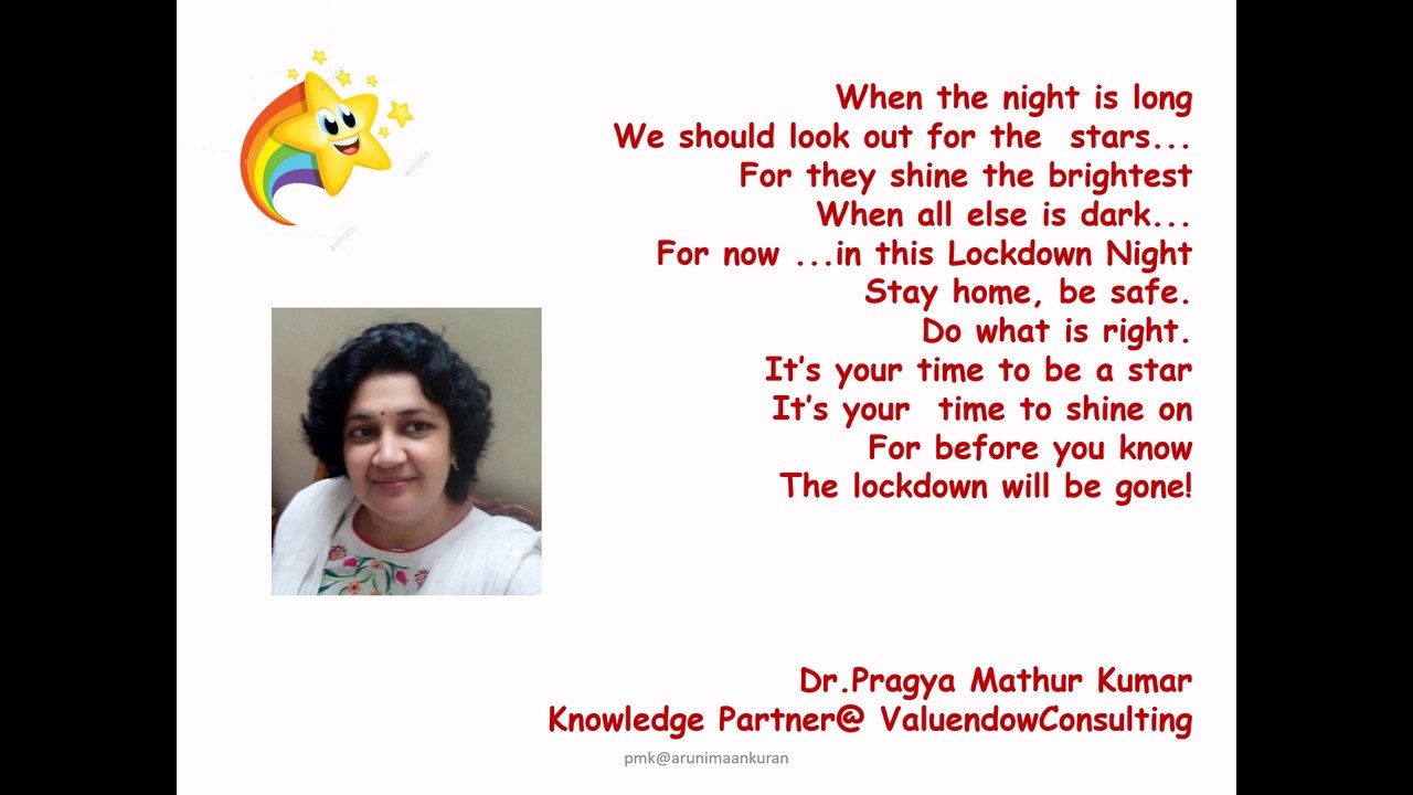 Dr  Pragya Mathur Kumar   - A Positive Approach to Lockdown@COVID19