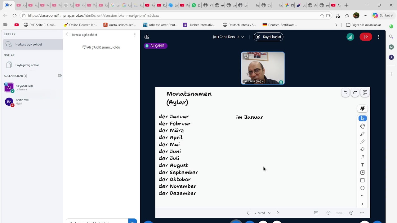 Almanca Aylar - Monatsnamen