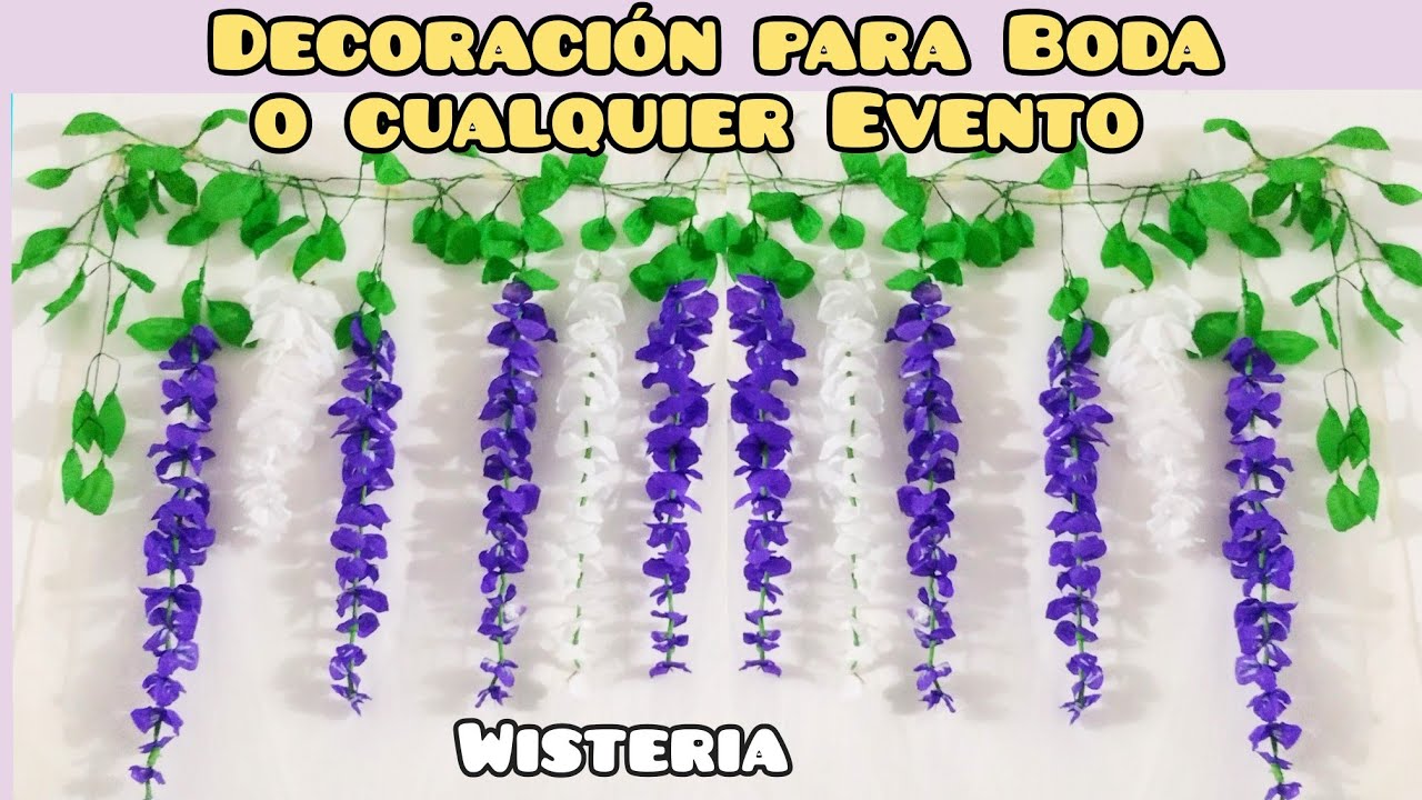 Decora tu Boda💍 cualquier evento💐Flor de Wisteria con papel crepé🌷Flores colgantes, Hanging - YouTube