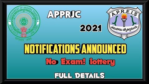 APRJC 2021 Notifications announced | No exam!  lottery
